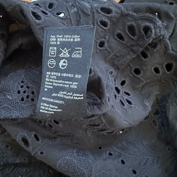 & Other Stories Black Eyelet Puff Sleeve Blouse | Paris Atelier NWT Size 0 (XS) - Picture 9 of 9
